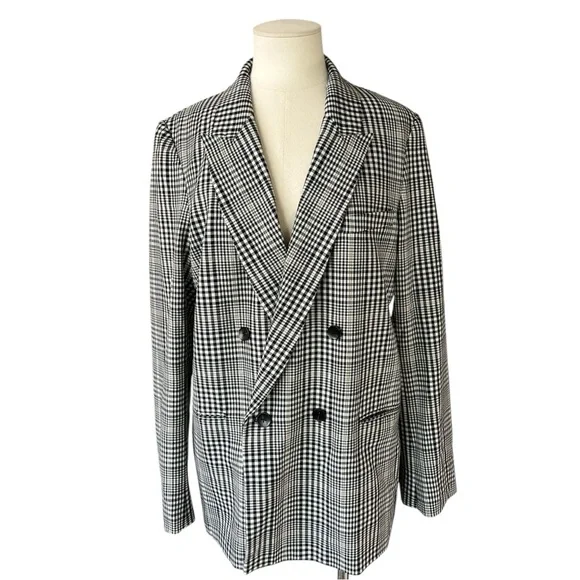 M.M Lafleur The O'Hara Boyfriend Blazer Plaid Sharkskin 12 - Picture 4 of 7